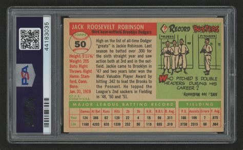 Jackie Robinson 1955 Topps 50 PSA 5 Pristine Auction