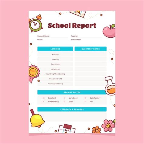 Free Vector | Hand drawn report card design