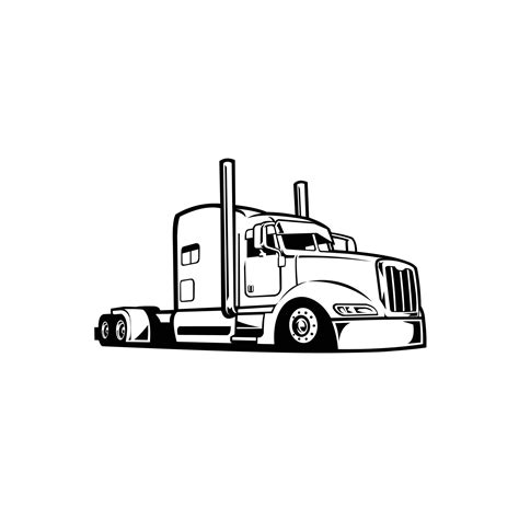 Premium Semi truck freight 18 wheeler sleeper vector silhouette ...