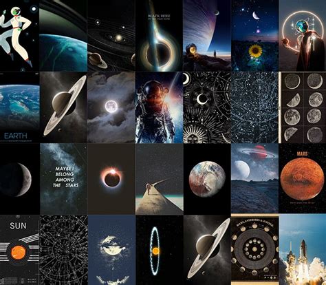 100 PCS Astronomy Wall Collage Kit Cosmos Aesthetic Photo Etsy