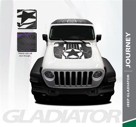 Alpha Hood Jeep Gladiator Hood Decals With Star Vinyl Graphics Stripe Kit For 2020 2021