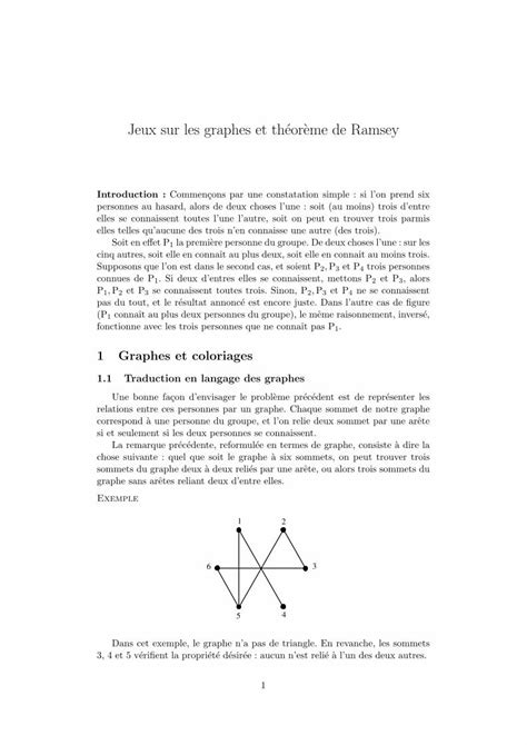 Pdf Jeux Sur Les Graphes Et Th Or Eme De Ramsey Culturemath