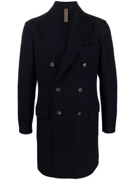 Eleventy Double Breasted Wool Coat In Blue Modesens