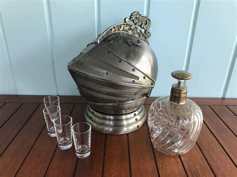 Knight Helmet With Decanter And Four Glasses Etsy Shot Glass Size