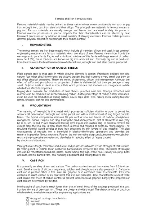 Ferrous and Non-Ferrous Metals - Ferrous and Non-Ferrous Metals Ferrous