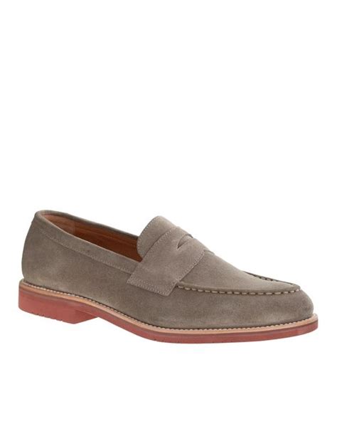 J Crew Kenton Suede Penny Loafers In Gray For Men Lyst