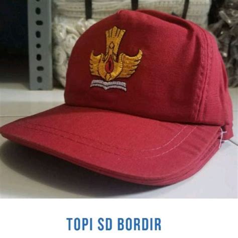 Jual Topi SD Full Merah Bordir Tutwuri Kuning Shopee Indonesia