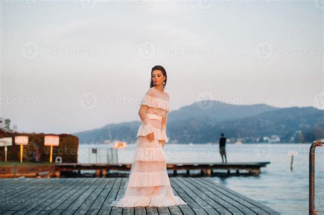 Bride In White Wedding Dress In The Old Town Of Velden Am W Rthersee