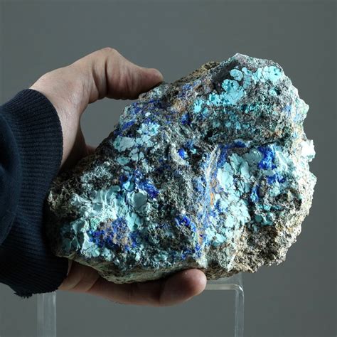 Crisocolla E Azzurrite Cristalli Su Matrice Altezza 15 6 Cm