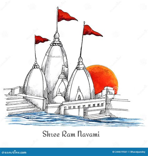 Shri Ram Navami With Bow Arrow Sketch Kard Design Royalty Free Stock