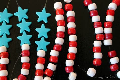 Pony Bead American Flag Reading Confetti