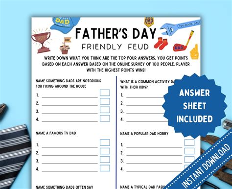 Fathers Day Game Friendly Feud Game Fathers Day Games Fathers Day