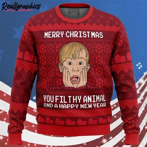 Merry Christmas Home Alone Ugly Christmas Sweater Reallgraphics