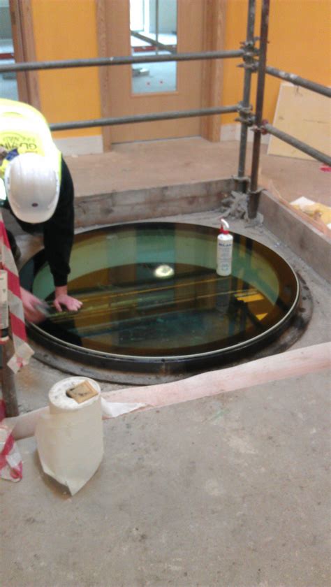 Circular Walk On Glass Floor Installed With In Internal School Corridoor Walking On Glass Hotel