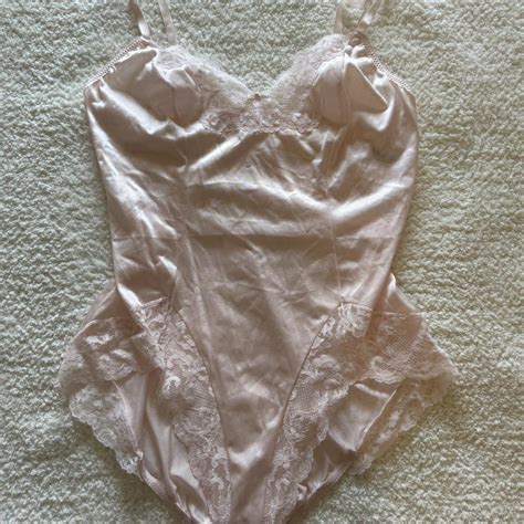 Vintage Baby Pink Lace Lingerie Bodysuit Depop