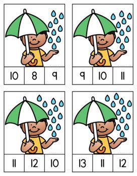 Rain Weather Counting Clip Cards By Pocketful Of Centers Tpt