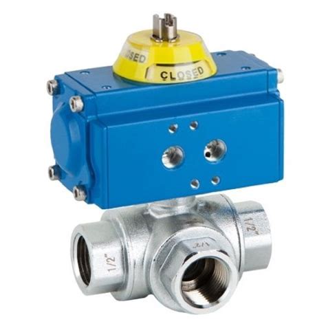 Genebre Art5080 3 Way T Port Brass Actuated Ball Valve