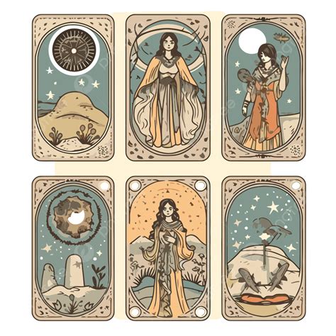 Set Of Tarot Cards With A Moon Clipart Vector Moon Clipart Cards