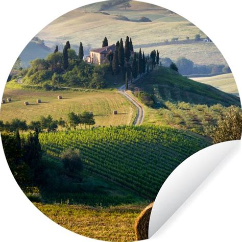 Wallcircle Muurstickers Behangcirkel Toscane Landschap Groen