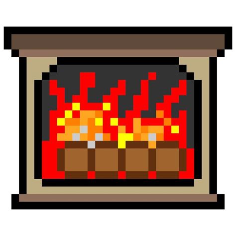 Fireplace In Pixel Art Style Vector Art At Vecteezy