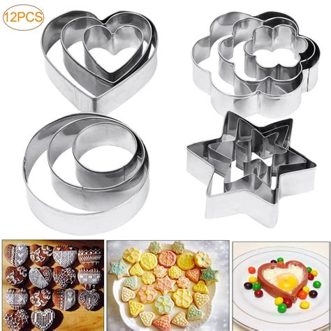 gustavedesign  piece cookie cutters mold stainless steel biscuit cake cutters set mini heart