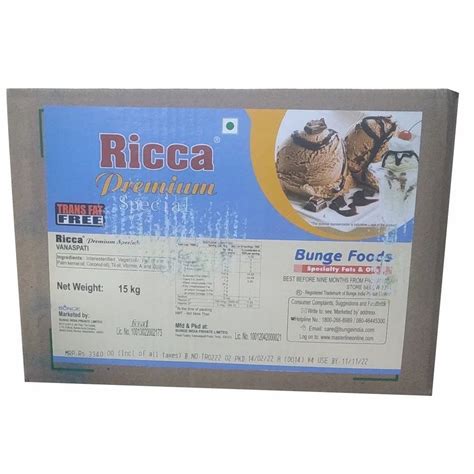 Mono Saturated Ricca Premium Special Vanaspati Ghee Box At Rs Box