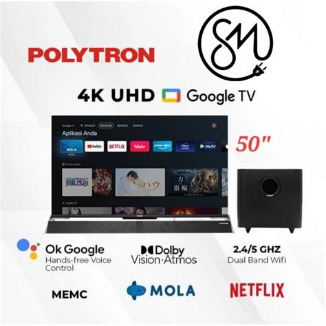 Jual LED TV Polytron PLD 50BUG5959 Android Smart Soundbar 50 Inch UHD