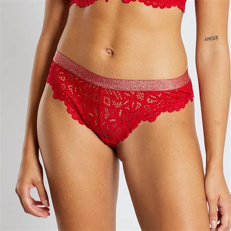 Tanga Dentelle Lingerie Du S Au Xxl Rouge Kiabi