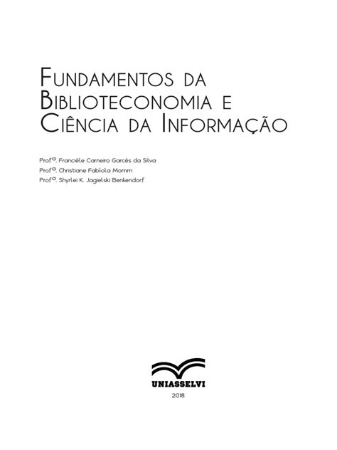 Fundamentos De Biblioteconomia E Da Ciência Da Informação Livro Pdf