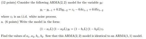 Solved Points Consider The Following Arma Model Chegg