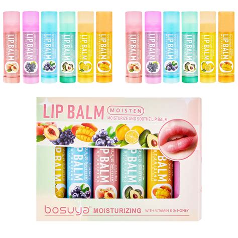 Amazon.com: 12 Pack Lip Balm Set Fruit Flavored 6Flavors Natural Lip