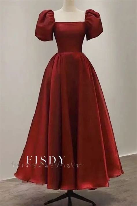 Fisdy Elegant Off Shoulder Wine Red Bridal Gown For Engagements And