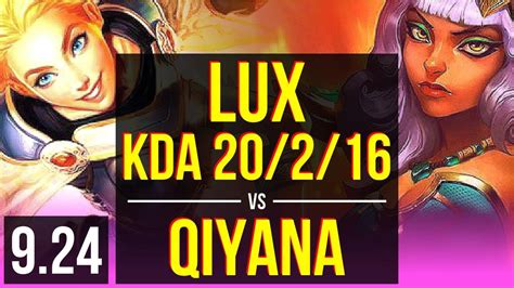 Lux Vs Qiyana Mid 1 6m Mastery Points Kda 20 2 16 700 Games Na