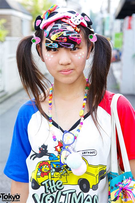 Decora Style In Harajuku W Neon Tutu Hair Clips And Panda Mask Tokyo Fashion