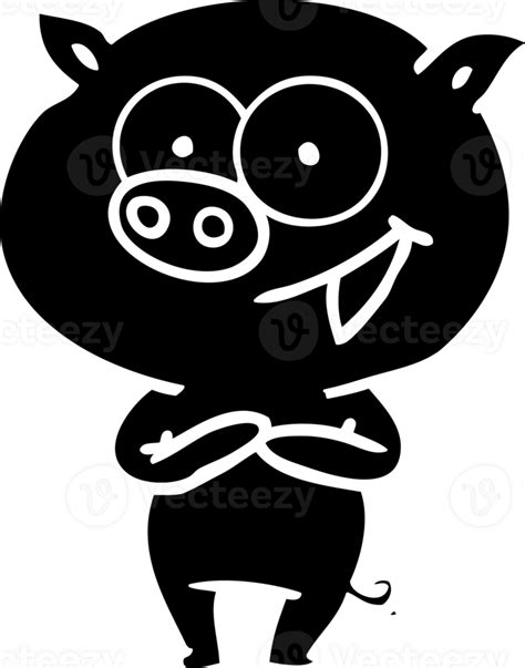 cheerful pig cartoon solid black icon 41047235 PNG