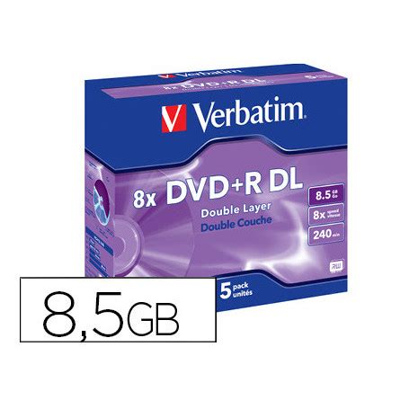 Dvd R Verbatim Doble Capa Capacidad 8 5gb Velocidad 8x 240 Min Pack De