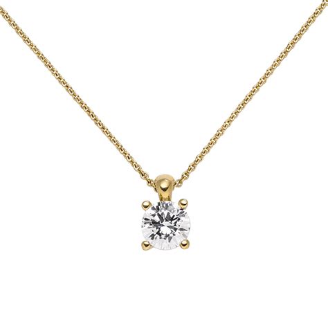 Solitaire Collier Brillant Ct W Si Gelbgold Cm