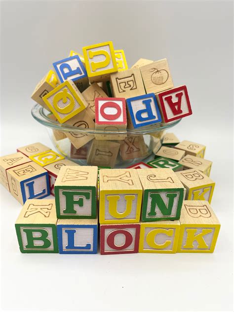 Vintage Wood Alphabet Blocks Abc Blocks Vintage Wood Block Etsy