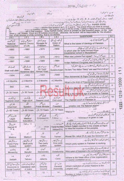 Bise Sargodha Board Past Papers Inter Part Fa Hssc Fsc