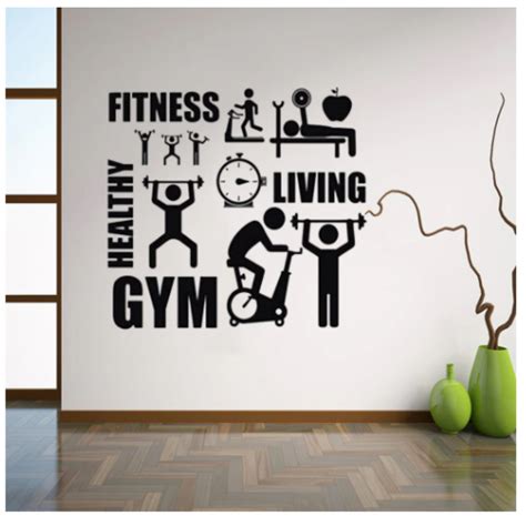 Fitness Living Healthy Gym Yazısı Spor Salonu Duvar Stickerı