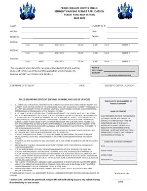 Fillable Online Parking Permit Form Parking Information Fax Email