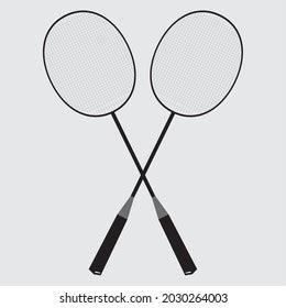 Isolated Two Crossed Badminton Rackets Shuttlecock Stock Vector