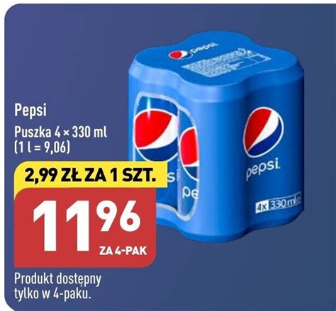 Promocja Pepsi Puszka 4 330 Ml W ALDI