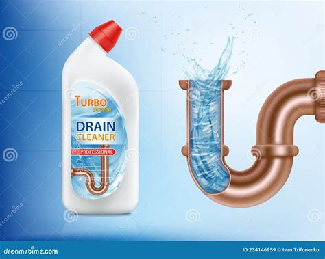 plastic bottle  drain cleaner package template cartoon vector