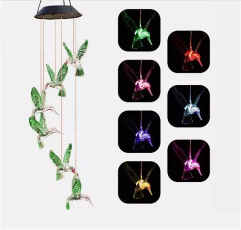 Color Changing LED Solar Powered Hummingbird Wind Chime Lights – Somi Hub