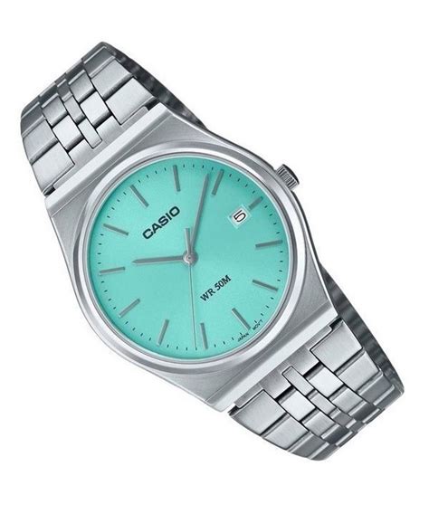 Casio Standard Stainless Steel Turquoise Dial Quartz MTP B145D 2A1 Men