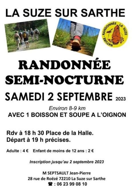 Randonnee Semi Nocturne Samedi Septembre La Suze Sur Sarthe