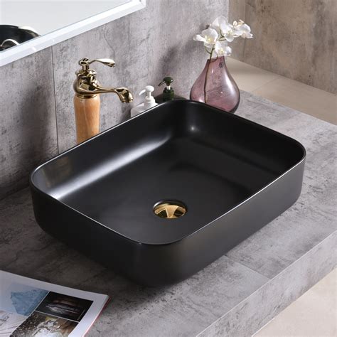 Table Top Basin Bathroom Sink Ceramic Color Black Small Counter Top