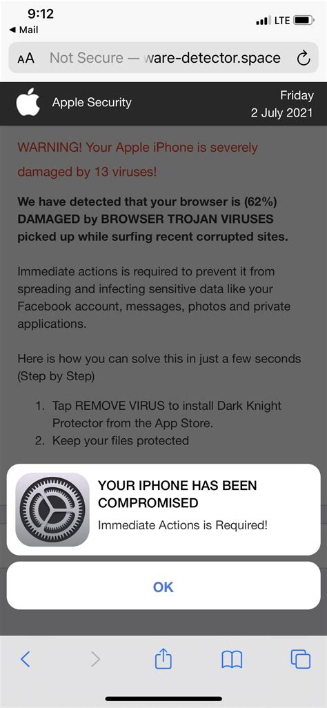 Notice Of Phone Being Infected By Virus Apple Community