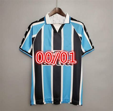 2000 Gremio Retro Soccer Jersey 2001 Ronaldinho Zinho Nene Warley Gremio Alegre Home Vintage Old ...